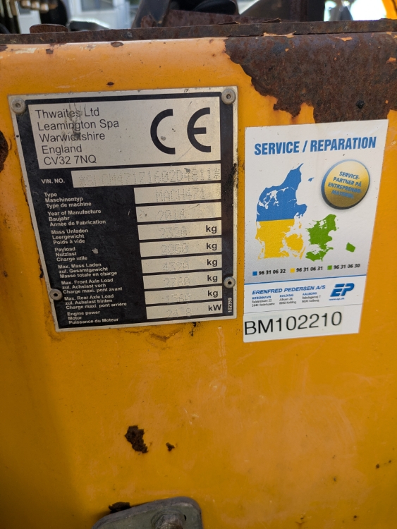 Thwaites 2 Tonne hi/sw, Brugt dumper