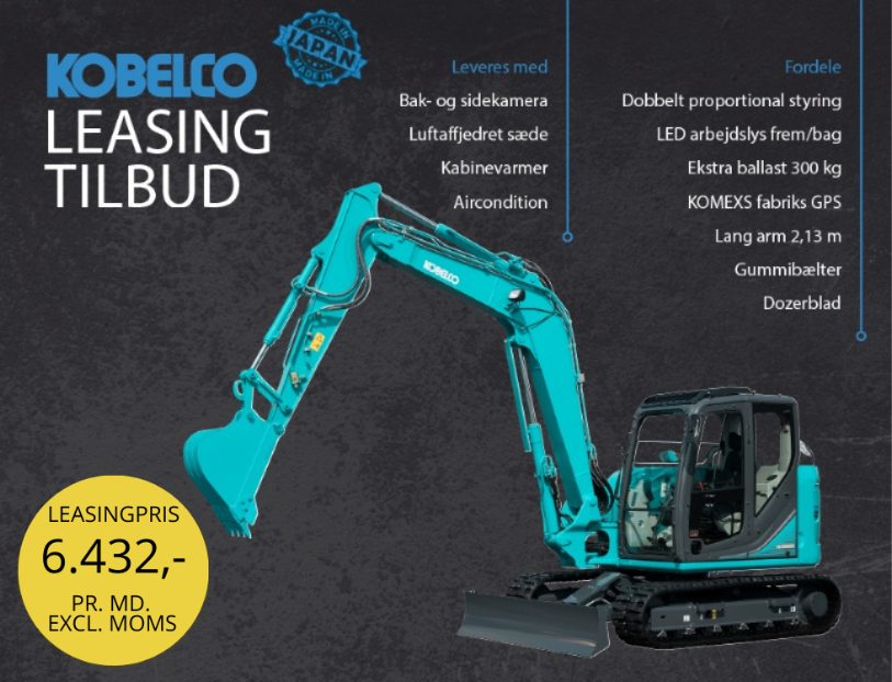 8,5 ton Kobelco gravemaskine - Finansiering af maskiner