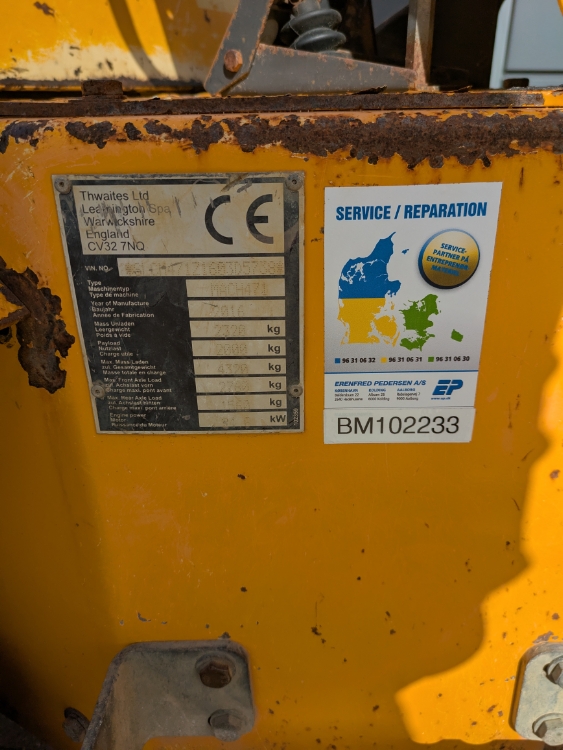 Thwaites 2 Tonne hi/sw, Brugt dumper