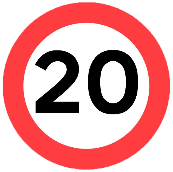 Forbudstavle C55, 20 km