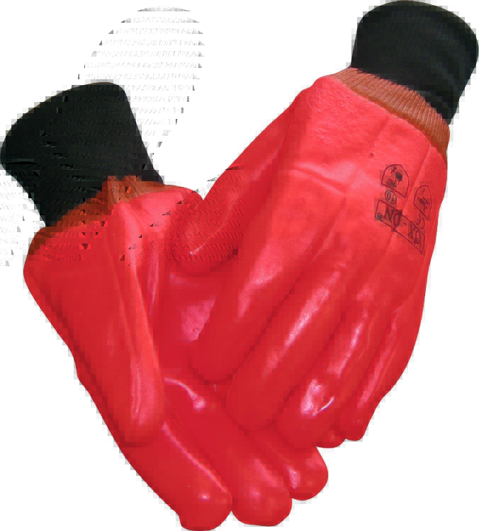 OX-ON Orange PVC m/rib vinter, Str. 10, Vinterhandske