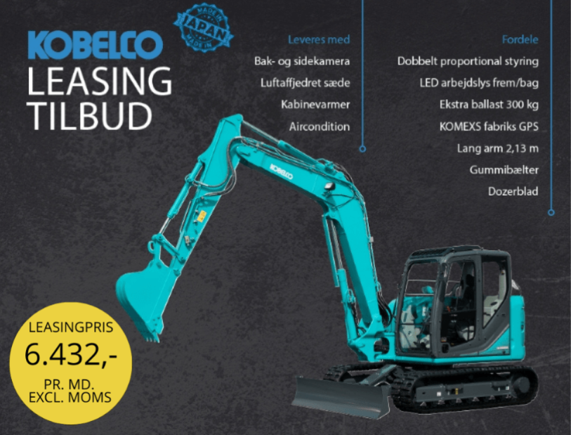 8,5 ton Kobelco gravemaskine - Finansiering af maskiner