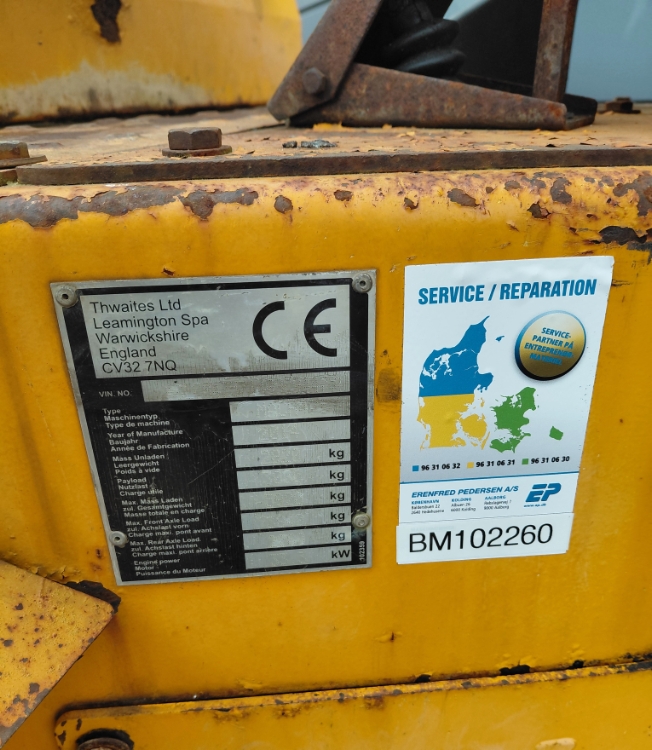 Thwaites 3 Tonne m/dr. højtip, Brugt dumper