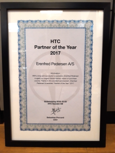 Erenfred Pedersen er blevet Partner of the Year 2017, fordi vi forhandler HTC gulvslibemaskiner