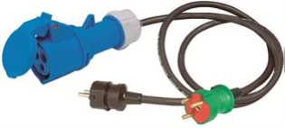 Overgangskabel, 1-faset, 230V